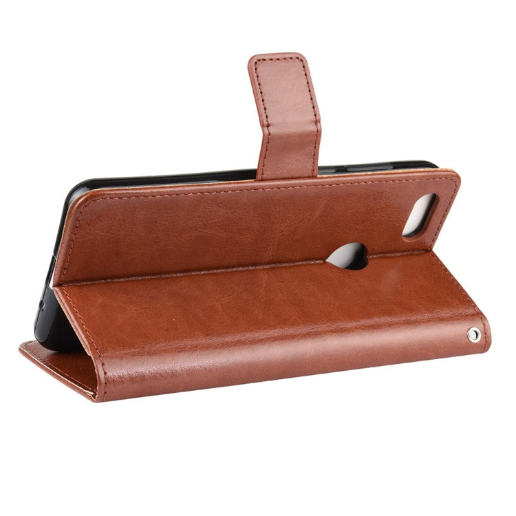 Crazy Horse Surface Leather Wallet Shell Case for Motorola Moto E6 Play - Brown