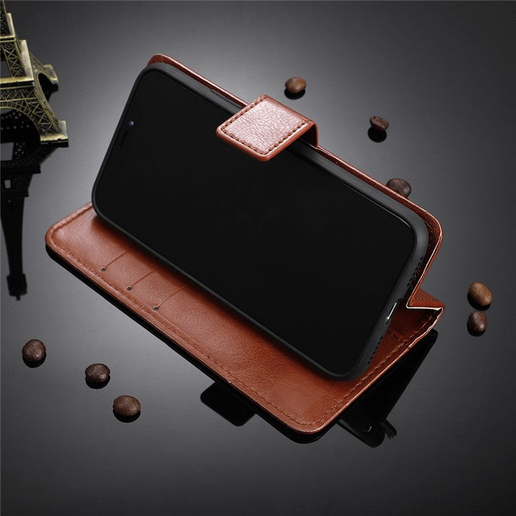 Crazy Horse Surface Leather Wallet Shell Case for Motorola Moto E6 Play - Brown
