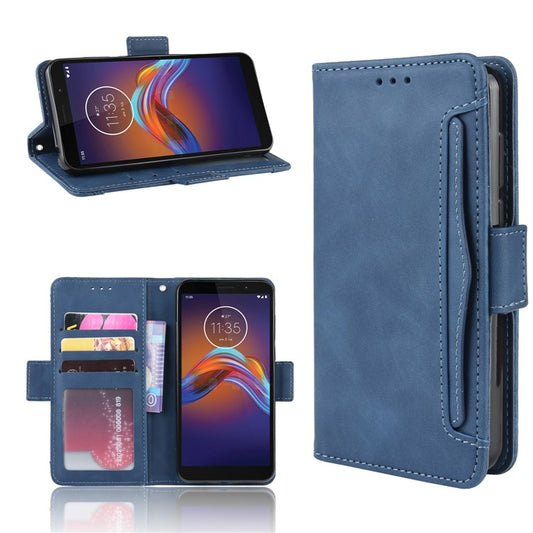 PU Leather Manuy Card Slots Casing for Motorola Moto E6 Play - Blue