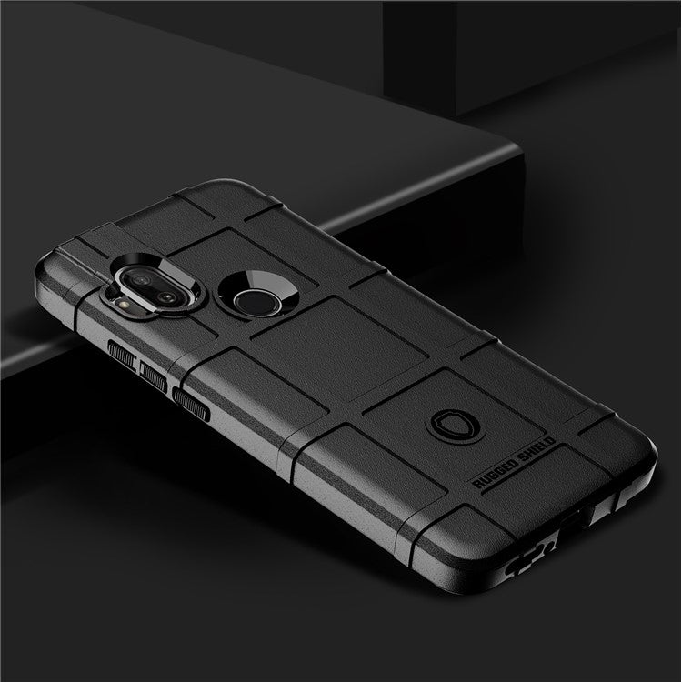 Rugged Square Grid Texture Thicken TPU Cell Phone Covering for Motorola One Hyper - Black