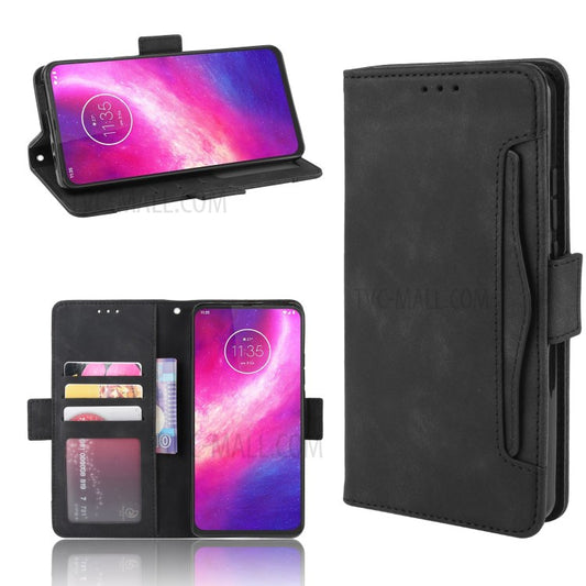Wallet Multiple Card Slots Leather Stand Case for Motorola One Hyper - Black