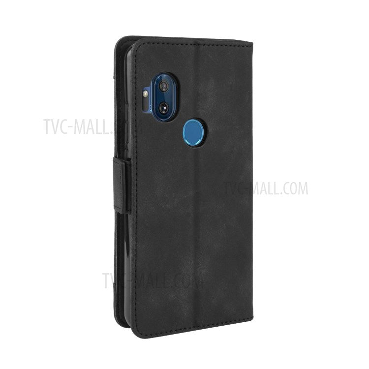 Wallet Multiple Card Slots Leather Stand Case for Motorola One Hyper - Black