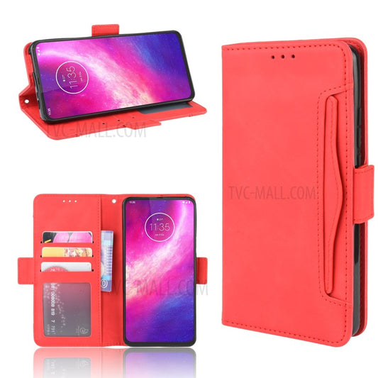 Wallet Multiple Card Slots Leather Stand Case for Motorola One Hyper - Red