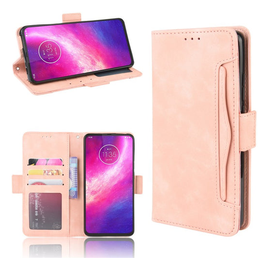Wallet Multiple Card Slots Leather Stand Case for Motorola One Hyper - Pink
