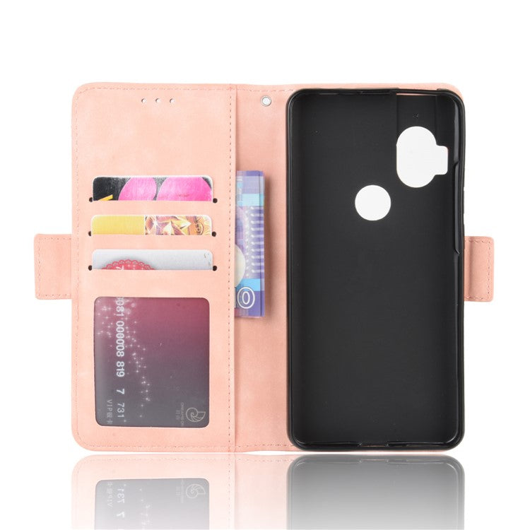 Wallet Multiple Card Slots Leather Stand Case for Motorola One Hyper - Pink