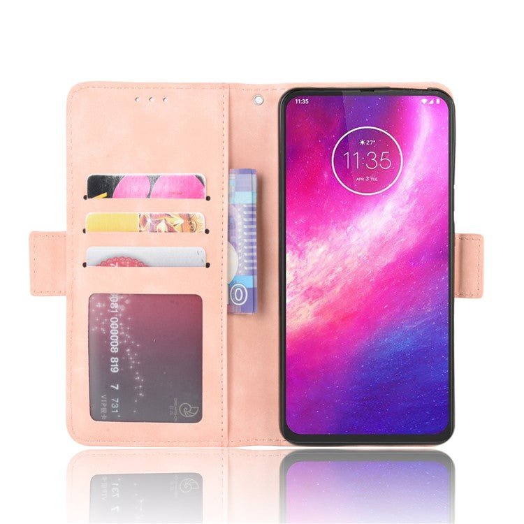 Wallet Multiple Card Slots Leather Stand Case for Motorola One Hyper - Pink