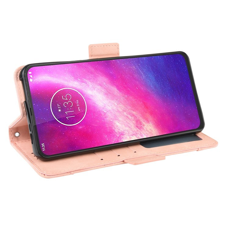 Wallet Multiple Card Slots Leather Stand Case for Motorola One Hyper - Pink