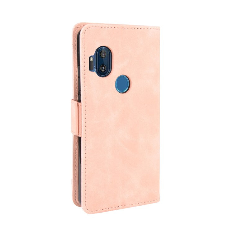 Wallet Multiple Card Slots Leather Stand Case for Motorola One Hyper - Pink