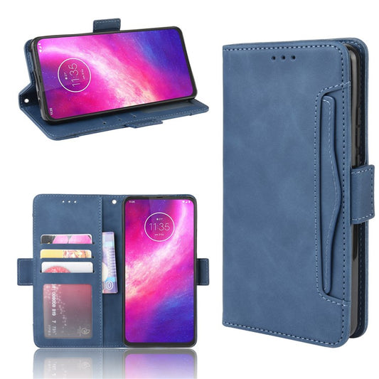 Wallet Multiple Card Slots Leather Stand Case for Motorola One Hyper - Blue