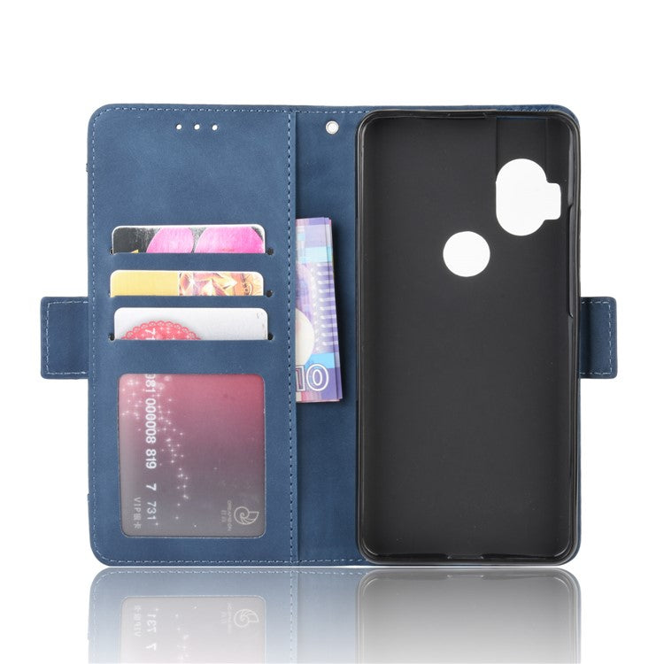 Wallet Multiple Card Slots Leather Stand Case for Motorola One Hyper - Blue