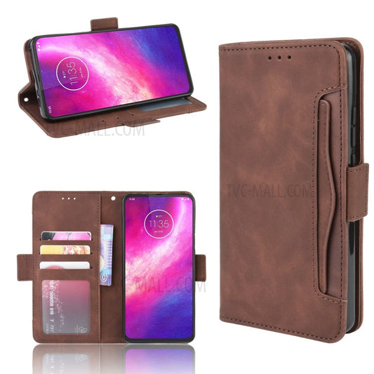 Wallet Multiple Card Slots Leather Stand Case for Motorola One Hyper - Brown