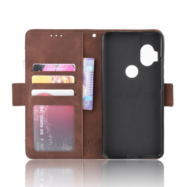 Wallet Multiple Card Slots Leather Stand Case for Motorola One Hyper - Brown