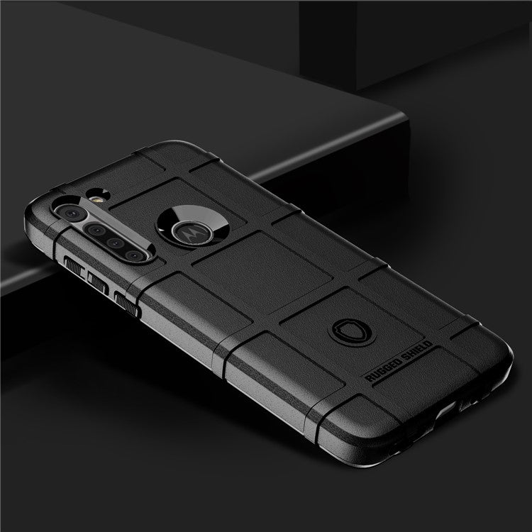 Anti-shock Square Grid Texture Thicken TPU Case for Motorola Moto G8 Power - Black