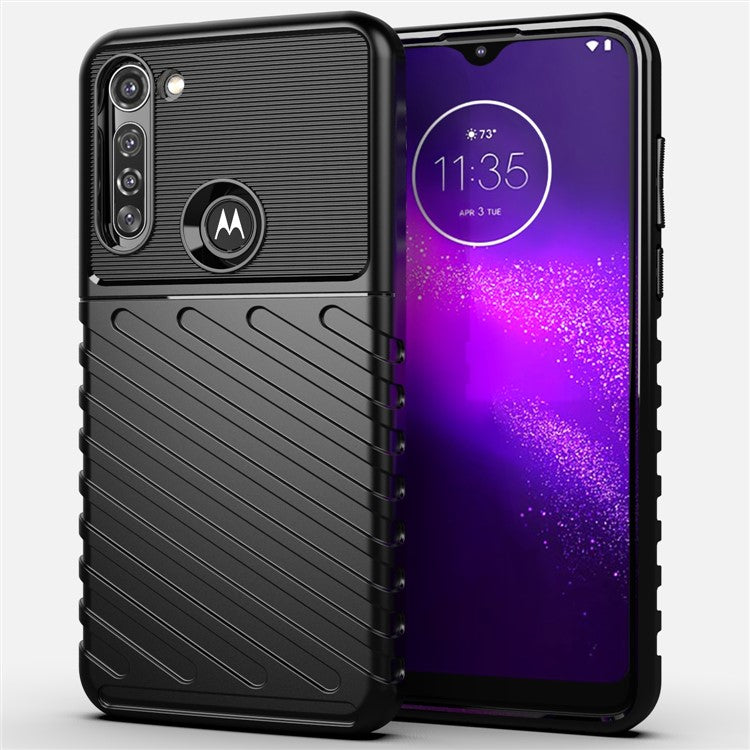 Thunder Series Twill Surface Soft TPU Back Case for Motorola Moto G8 Power - Black