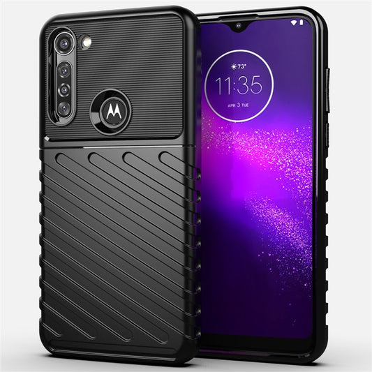 Thunder Series Twill Surface Soft TPU Back Case for Motorola Moto G8 Power - Black