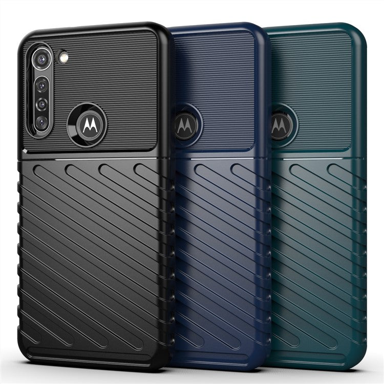 Thunder Series Twill Surface Soft TPU Back Case for Motorola Moto G8 Power - Black