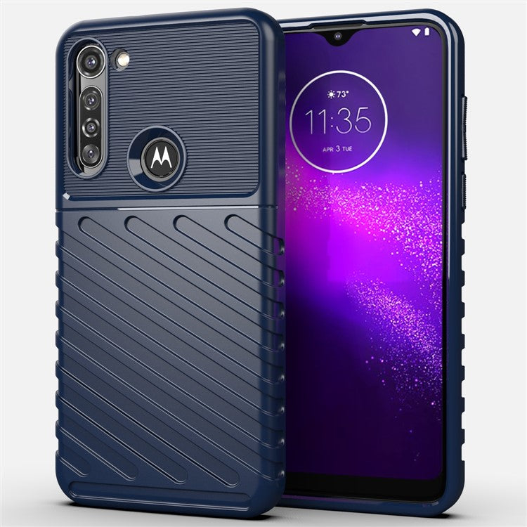 Thunder Series Twill Surface Soft TPU Back Case for Motorola Moto G8 Power - Blue