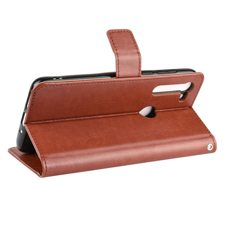 Crazy Horse Wallet Leather Cover with Strap for Motorola Moto G8 Power - Brown