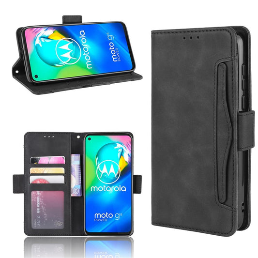 Wallet Stand Flip Leather Phone Shell for Motorola Moto G8 Power - Black