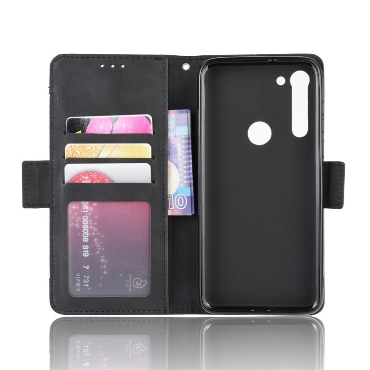 Wallet Stand Flip Leather Phone Shell for Motorola Moto G8 Power - Black