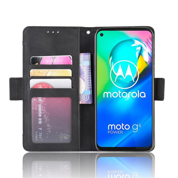 Wallet Stand Flip Leather Phone Shell for Motorola Moto G8 Power - Black