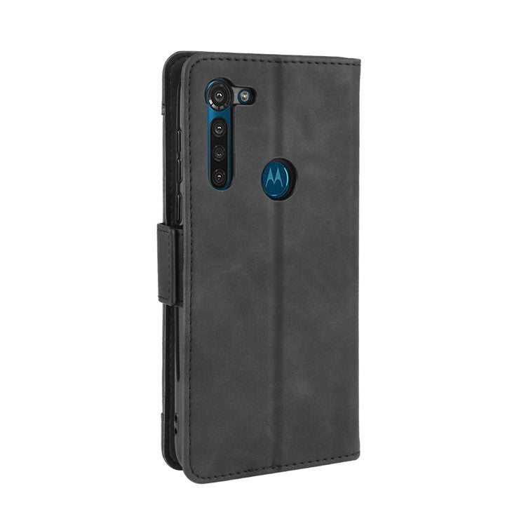 Wallet Stand Flip Leather Phone Shell for Motorola Moto G8 Power - Black