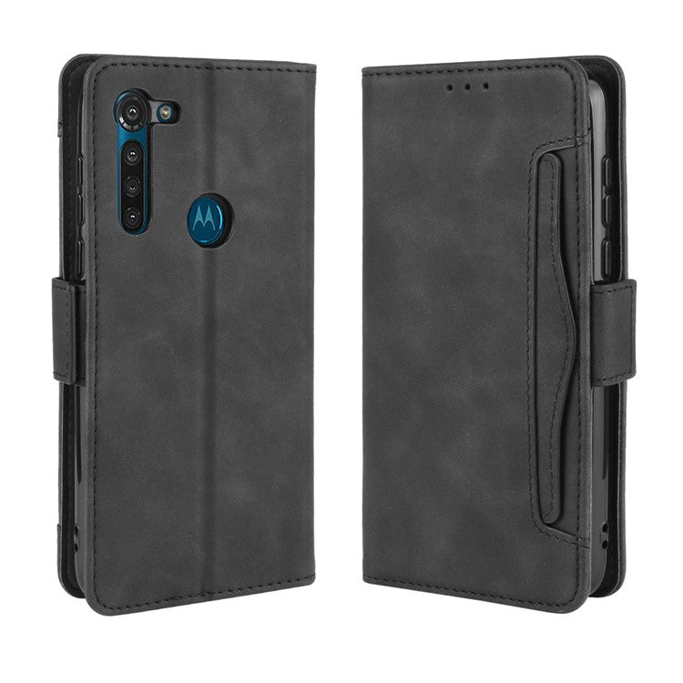 Wallet Stand Flip Leather Phone Shell for Motorola Moto G8 Power - Black