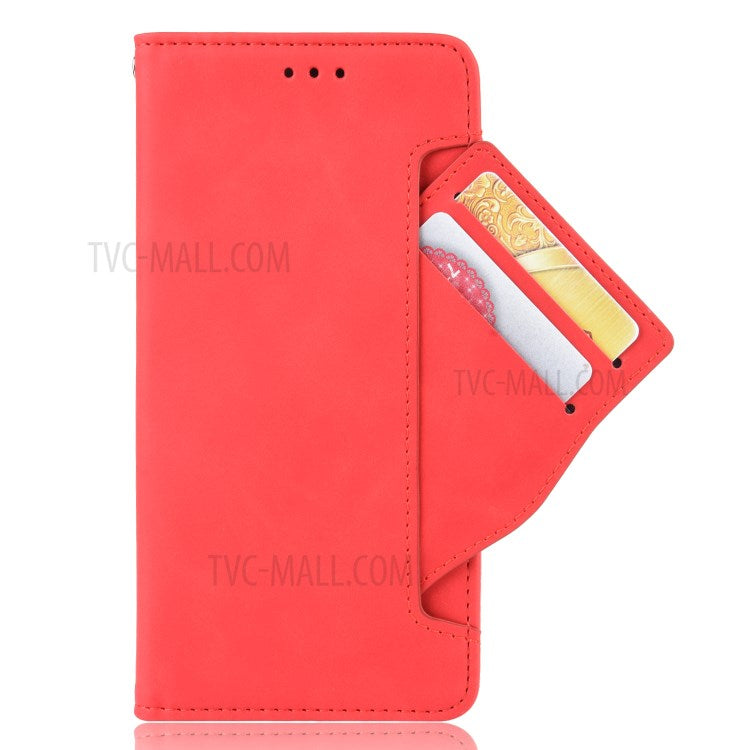 Wallet Stand Flip Leather Phone Shell for Motorola Moto G8 Power - Red