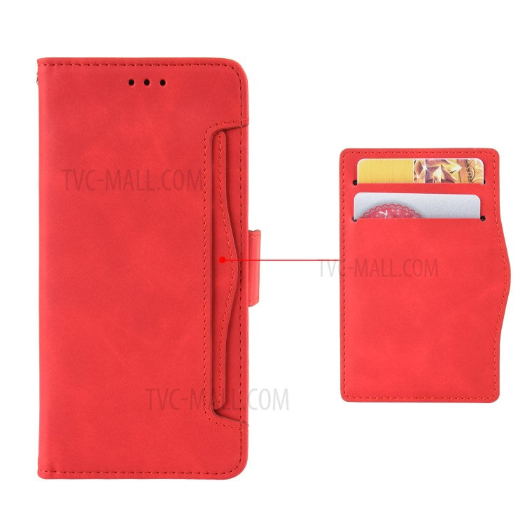 Wallet Stand Flip Leather Phone Shell for Motorola Moto G8 Power - Red