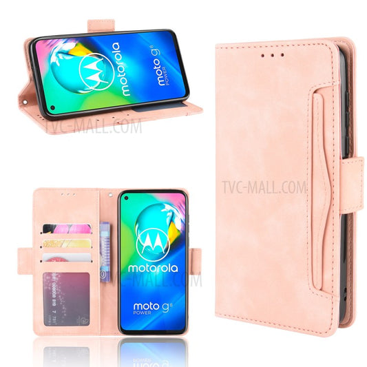 Wallet Stand Flip Leather Phone Shell for Motorola Moto G8 Power - Rose Gold
