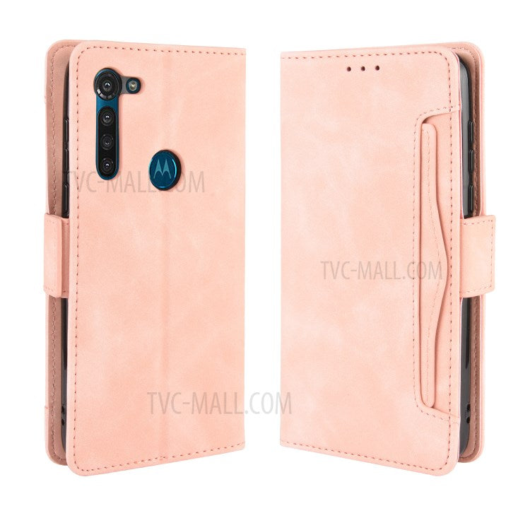 Wallet Stand Flip Leather Phone Shell for Motorola Moto G8 Power - Rose Gold
