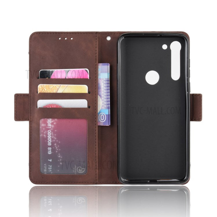 Wallet Stand Flip Leather Phone Shell for Motorola Moto G8 Power - Brown