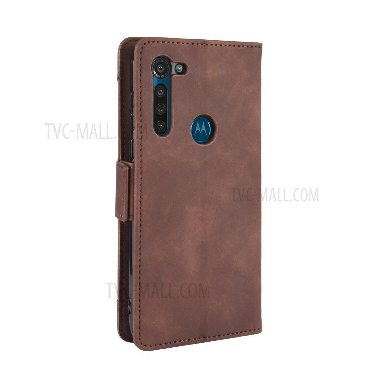 Wallet Stand Flip Leather Phone Shell for Motorola Moto G8 Power - Brown