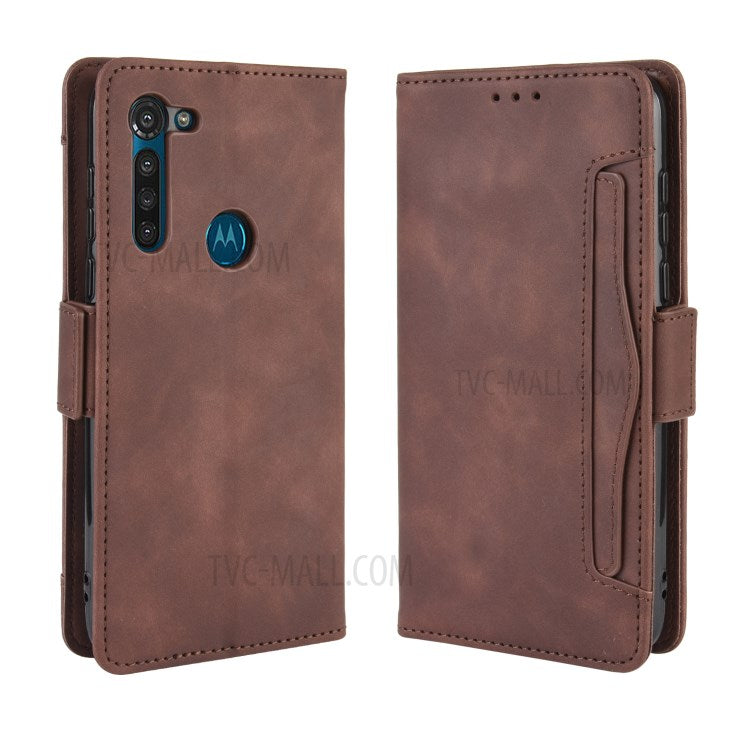 Wallet Stand Flip Leather Phone Shell for Motorola Moto G8 Power - Brown
