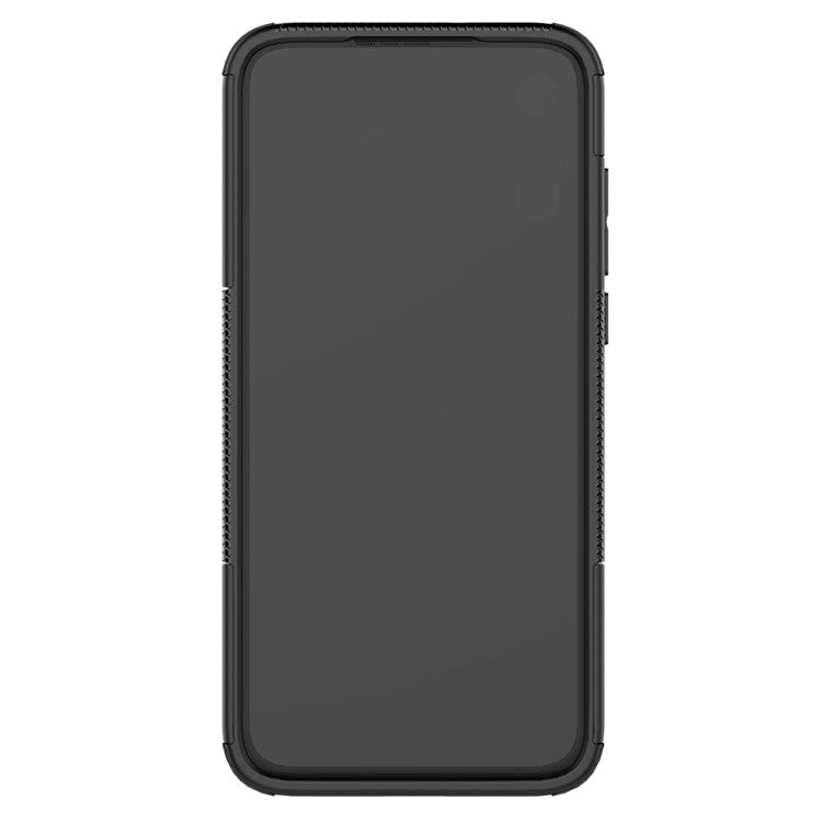 Cool Tyre Skin PC + TPU Cover with Kickstand for Motorola Moto E (2020) - Black