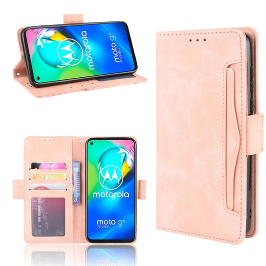Wallet Stand Flip Leather Phone Cover with Multiple Card Slots for Motorola Moto G8 - Rose Gold