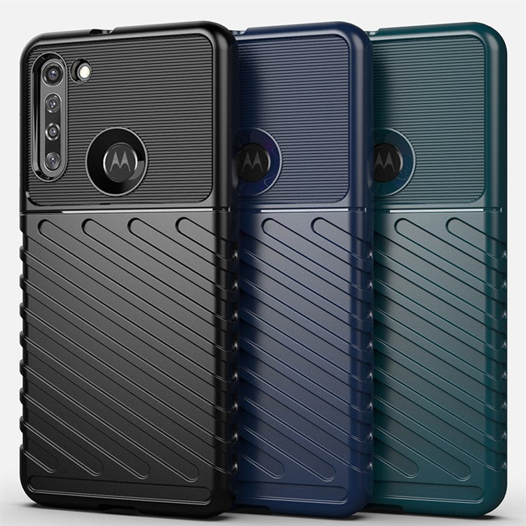 Thunder Series Twill Texture Soft TPU Back Case for Motorola Moto G8 - Black