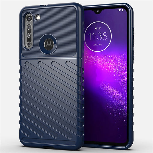 Thunder Series Twill Texture Soft TPU Back Case for Motorola Moto G8 - Blue
