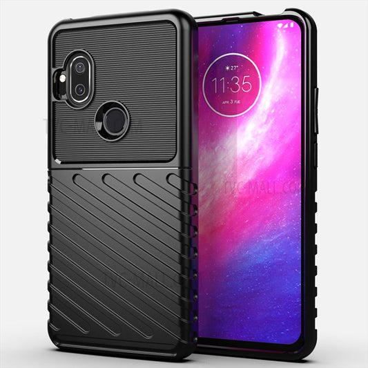 Thunder Series Twill Skin Soft TPU Case for Motorola One Hyper - Black
