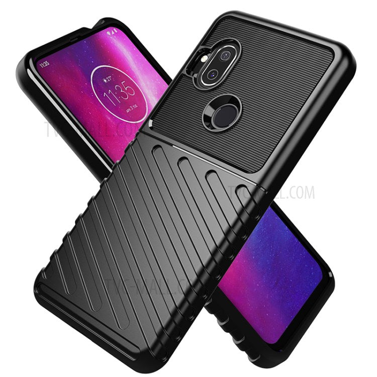 Thunder Series Twill Skin Soft TPU Case for Motorola One Hyper - Black