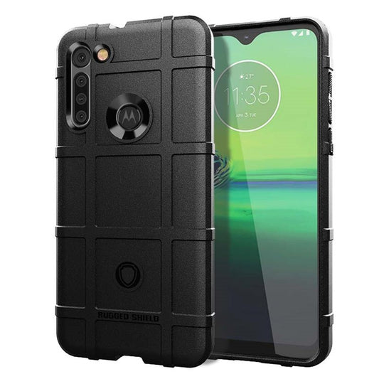 Anti-shock Square Grid Texture Thicken TPU Cover Phone Case for Motorola Moto G8 - Black