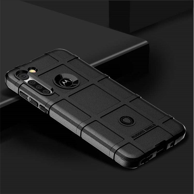 Anti-shock Square Grid Texture Thicken TPU Cover Phone Case for Motorola Moto G8 - Black