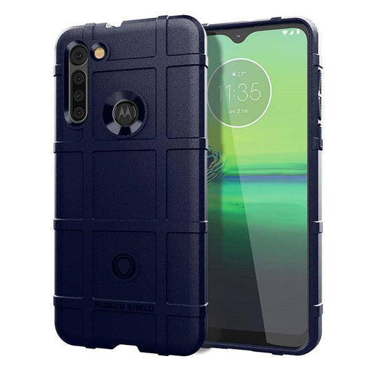Anti-shock Square Grid Texture Thicken TPU Cover Phone Case for Motorola Moto G8 - Blue