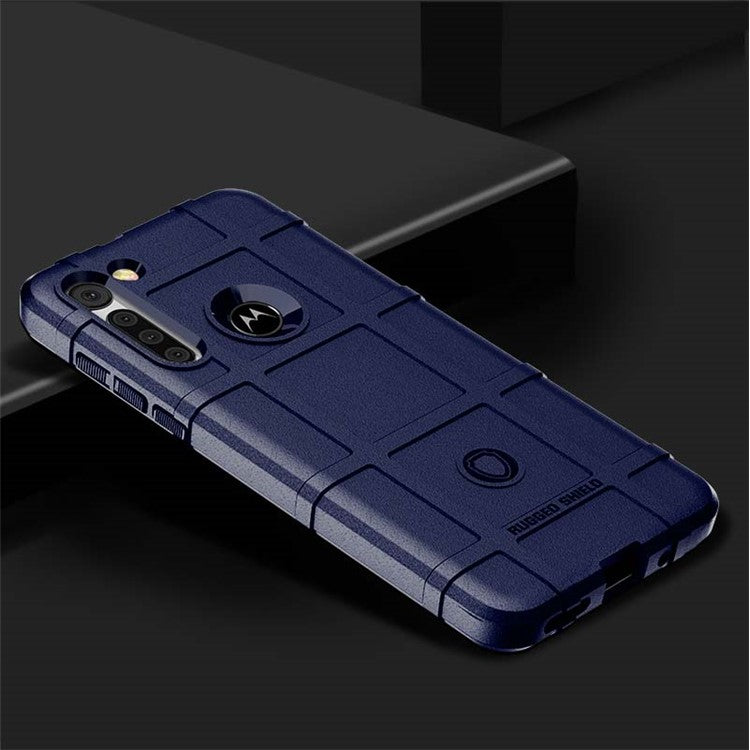 Anti-shock Square Grid Texture Thicken TPU Cover Phone Case for Motorola Moto G8 - Blue