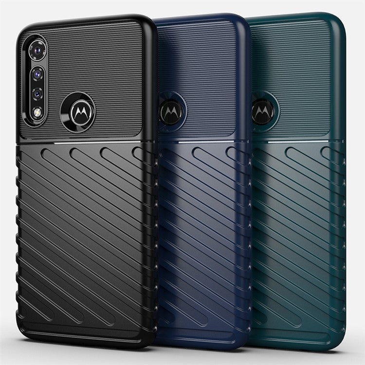 Thunder Series Twill Texture Soft TPU Cell Phone Case for Motorola Moto G Power - Black