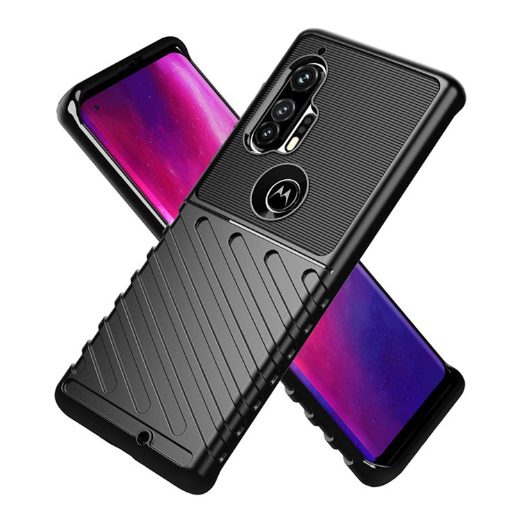 Thunder Series Twill Texture Soft TPU Phone Shell for Motorola Edge Plus/Edge+ - Black