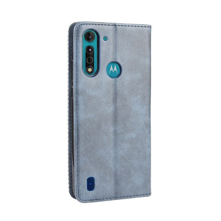 Retro Magnetic Leather Phone Cover for Motorola Moto G8 Power Lite - Blue