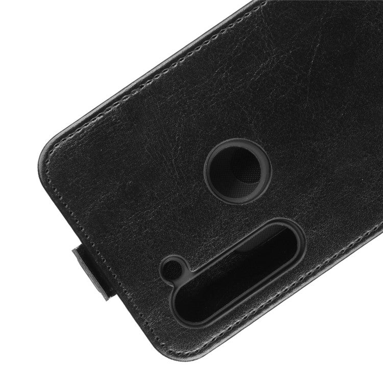 Vertical Flip Crazy Horse Leather with Card Holder Shell for Motorola Moto G8 Power - Black