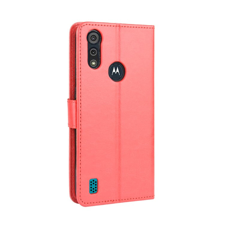 Crazy Horse Texture Wallet Stand Leather Phone Case for Motorola Moto Moto E6i / E6s (2020) - Red