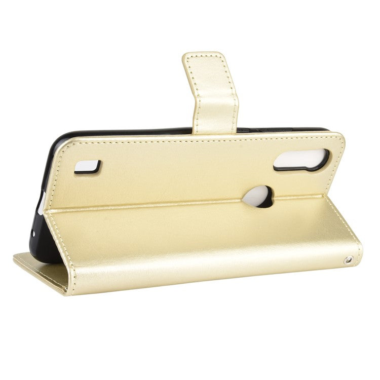 Crazy Horse Texture Wallet Stand Leather Phone Case for Motorola Moto Moto E6i / E6s (2020) - Gold